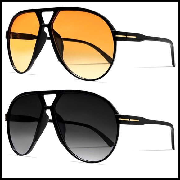 Retro Aviator Sunglasses Oversized Square Frame UV Protection Unisex